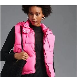 NWOT Pilcro Anthropology Hot Pink Puffer Vest XS